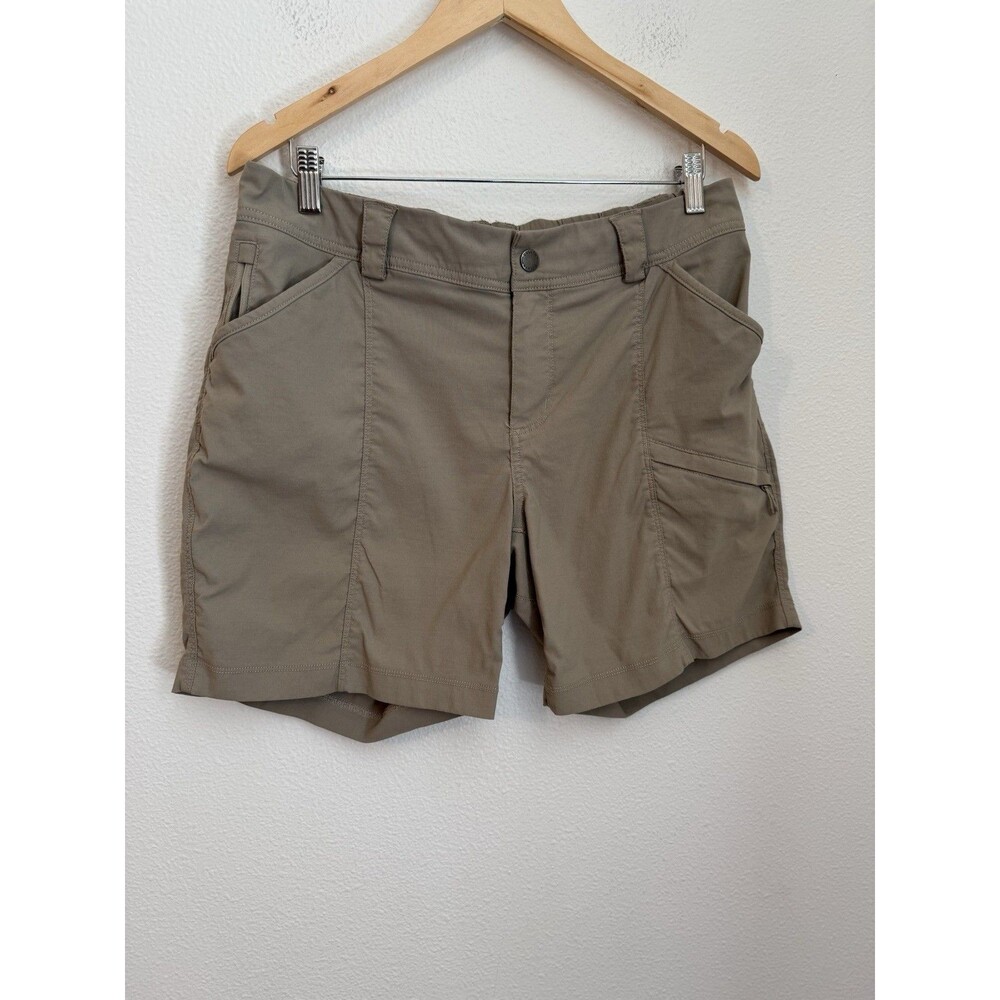 Duluth Trading Co Womens Shorts Dry on the Fly Cargo Tan Khaki Nylon Stretch 12